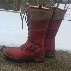 Bos. & Co. Red Leather Fur Lined Winter Boots